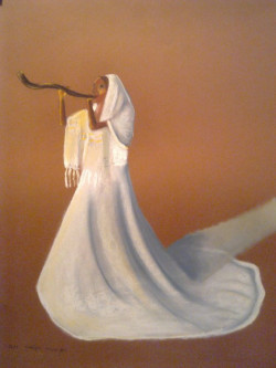 A Woman Blowing Shofar, Pastels, 70X50, 2011 A Woman Blowing Shofar, Pastels, 70X50, 2011